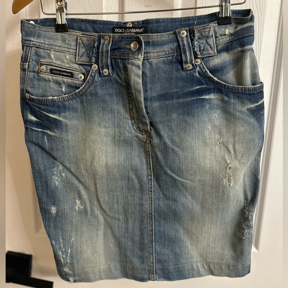 Dolce & Gabbana Distressed Denim Skirt